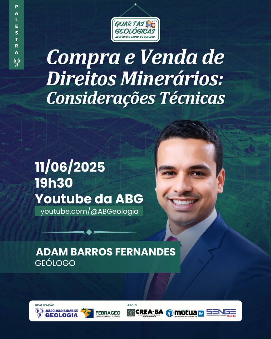 Foto que representa Direitos Minerários é o tema do próximo Quartas Geológicas (11/06/2025)